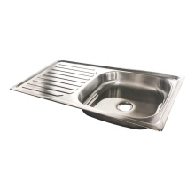 Stainless Steel Single Bowl Washing Basin RV Kitchen Sink with Drain Board